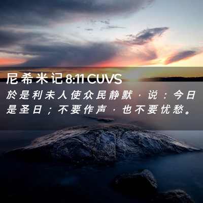 Picture 02 - 尼 希 米 记 8:11 CUVS - 於 是 利 未 人 使 众 民 静 默 ， 说 - Bible Verse Picture
