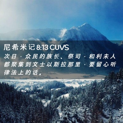 Picture 02 - 尼 希 米 记 8:13 CUVS - 次 日 ， 众 民 的 族 长 、 祭 司 ， - Bible Verse Picture