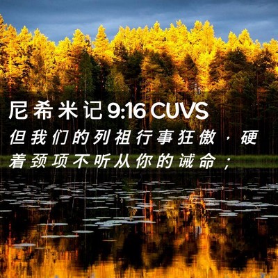Picture 02 - 尼 希 米 记 9:16 CUVS - 但 我 们 的 列 祖 行 事 狂 傲 ， 硬 - Bible Verse Picture
