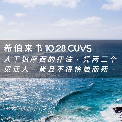 Picture 02 - 希 伯 来 书 10:28 CUVS - 人 干 犯 摩 西 的 律 法 ， 凭 两 三 - Bible Verse Picture
