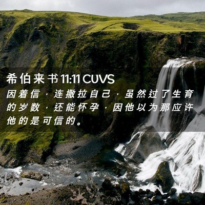 Picture 02 - 希 伯 来 书 11:11 CUVS - 因 着 信 ， 连 撒 拉 自 己 ， 虽 然 - Bible Verse Picture