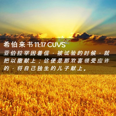 Picture 02 - 希 伯 来 书 11:17 CUVS - 亚 伯 拉 罕 因 着 信 ， 被 试 验 的 - Bible Verse Picture