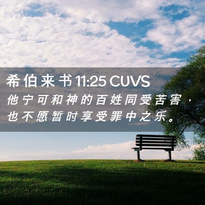 Picture 02 - 希 伯 来 书 11:25 CUVS - 他 宁 可 和 神 的 百 姓 同 受 苦 害 - Bible Verse Picture