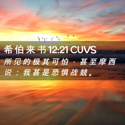 Picture 02 - 希 伯 来 书 12:21 CUVS - 所 见 的 极 其 可 怕 ， 甚 至 摩 西 - Bible Verse Picture