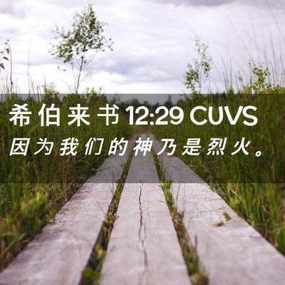 Picture 02 - 希 伯 来 书 12:29 CUVS - 因 为 我 们 的 神 乃 是 烈 火 - Bible Verse Picture