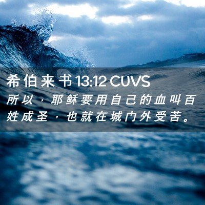 Picture 02 - 希 伯 来 书 13:12 CUVS - 所 以 ， 耶 稣 要 用 自 己 的 血 叫 - Bible Verse Picture