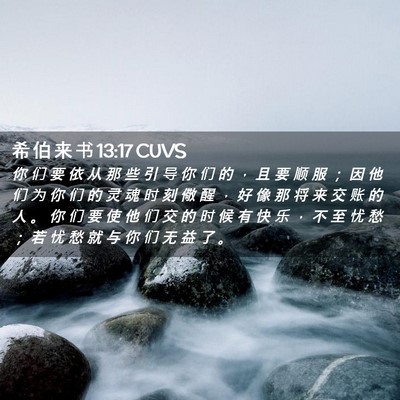 Picture 02 - 希 伯 来 书 13:17 CUVS - 你 们 要 依 从 那 些 引 导 你 们 的 - Bible Verse Picture