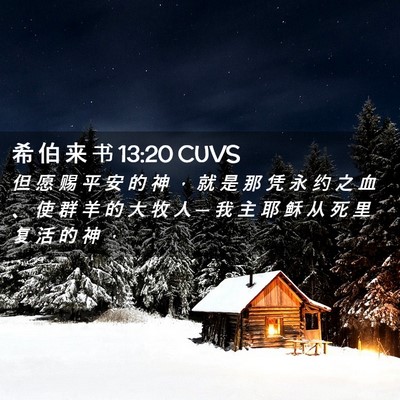 Picture 02 - 希 伯 来 书 13:20 CUVS - 但 愿 赐 平 安 的 神 ， 就 是 那 凭 - Bible Verse Picture