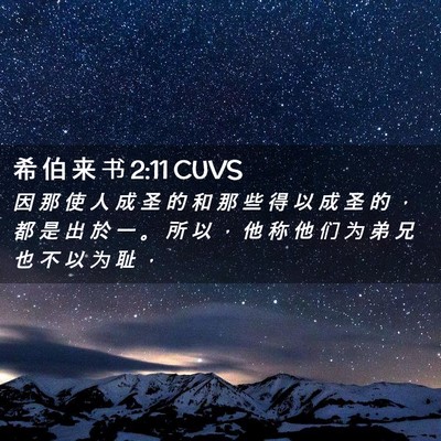 Picture 02 - 希 伯 来 书 2:11 CUVS - 因 那 使 人 成 圣 的 和 那 些 得 以 - Bible Verse Picture