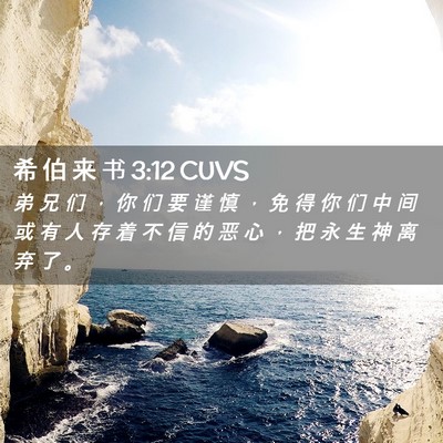 Picture 02 - 希 伯 来 书 3:12 CUVS - 弟 兄 们 ， 你 们 要 谨 慎 ， 免 得 - Bible Verse Picture