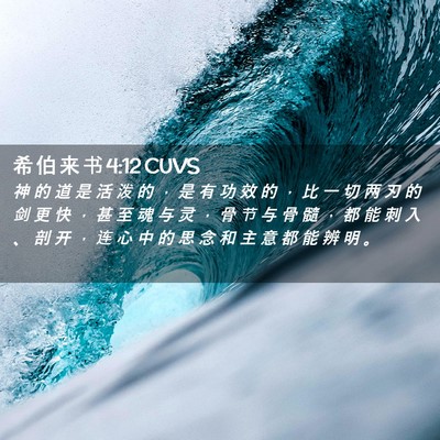 Picture 02 - 希 伯 来 书 4:12 CUVS - 神 的 道 是 活 泼 的 ， 是 有 功 效 - Bible Verse Picture