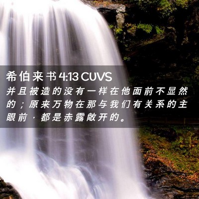 Picture 02 - 希 伯 来 书 4:13 CUVS - 并 且 被 造 的 没 有 一 样 在 他 面 - Bible Verse Picture
