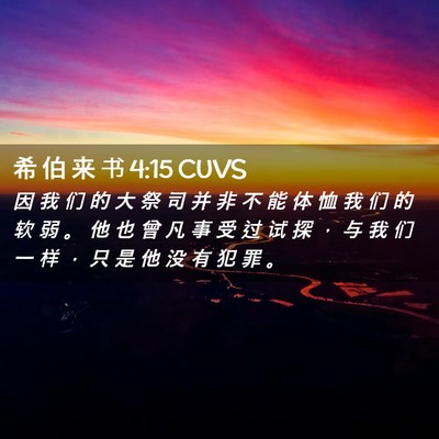 Picture 02 - 希 伯 来 书 4:15 CUVS - 因 我 们 的 大 祭 司 并 非 不 能 体 - Bible Verse Picture