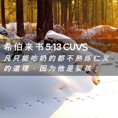 Picture 02 - 希 伯 来 书 5:13 CUVS - 凡 只 能 吃 奶 的 都 不 熟 练 仁 义 - Bible Verse Picture