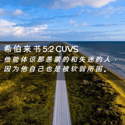Picture 02 - 希 伯 来 书 5:2 CUVS - 他 能 体 谅 那 愚 蒙 的 和 失 迷 的 - Bible Verse Picture