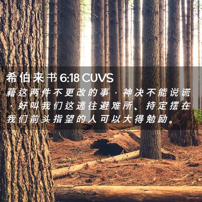 Picture 02 - 希 伯 来 书 6:18 CUVS - 藉 这 两 件 不 更 改 的 事 ， 神 决 - Bible Verse Picture
