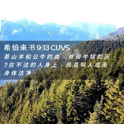 Picture 02 - 希 伯 来 书 9:13 CUVS - 若 山 羊 和 公 牛 的 血 ， 并 母 牛 - Bible Verse Picture