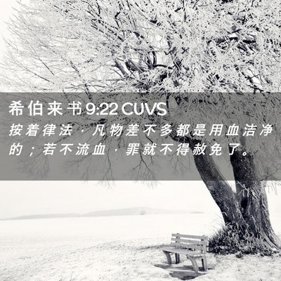 Picture 02 - 希 伯 来 书 9:22 CUVS - 按 着 律 法 ， 凡 物 差 不 多 都 是 - Bible Verse Picture