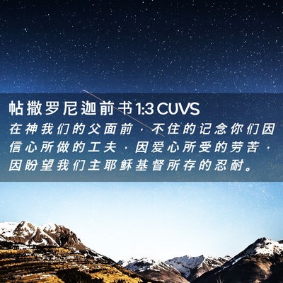 Picture 02 - 帖 撒 罗 尼 迦 前 书 1:3 CUVS - 在 神 我 们 的 父 面 前 ， 不 住 的 - Bible Verse Picture