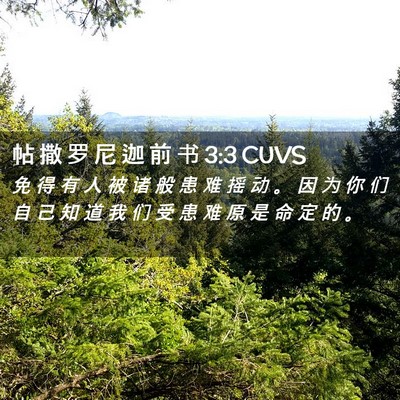 Picture 02 - 帖 撒 罗 尼 迦 前 书 3:3 CUVS - 免 得 有 人 被 诸 般 患 难 摇 动 。 - Bible Verse Picture