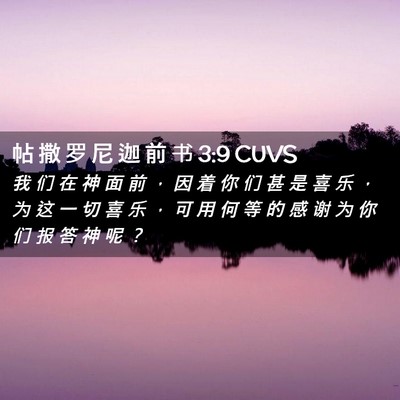 Picture 02 - 帖 撒 罗 尼 迦 前 书 3:9 CUVS - 我 们 在 神 面 前 ， 因 着 你 们 甚 - Bible Verse Picture