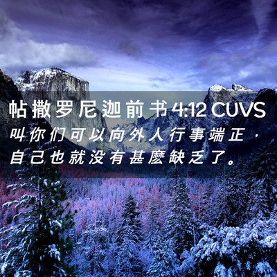 Picture 02 - 帖 撒 罗 尼 迦 前 书 4:12 CUVS - 叫 你 们 可 以 向 外 人 行 事 端 正 - Bible Verse Picture