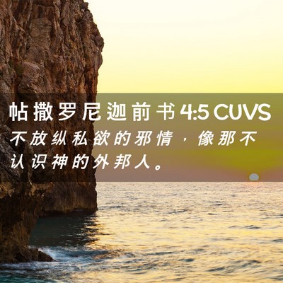 Picture 02 - 帖 撒 罗 尼 迦 前 书 4:5 CUVS - 不 放 纵 私 欲 的 邪 情 ， 像 那 不 - Bible Verse Picture