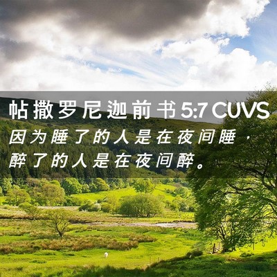 Picture 02 - 帖 撒 罗 尼 迦 前 书 5:7 CUVS - 因 为 睡 了 的 人 是 在 夜 间 睡 ， - Bible Verse Picture