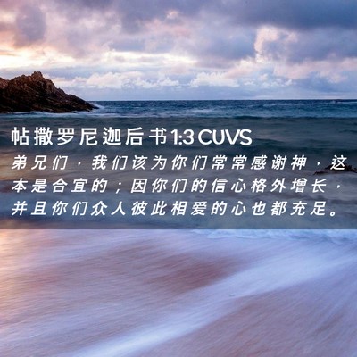 Picture 02 - 帖 撒 罗 尼 迦 后 书 1:3 CUVS - 弟 兄 们 ， 我 们 该 为 你 们 常 常 - Bible Verse Picture