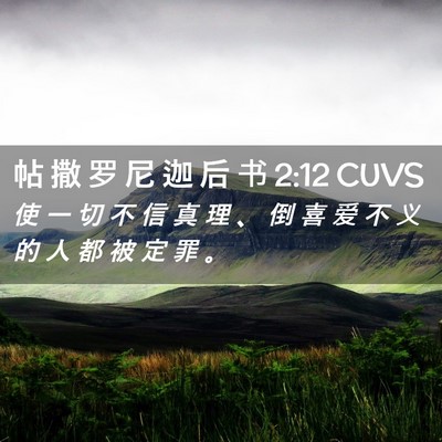Picture 02 - 帖 撒 罗 尼 迦 后 书 2:12 CUVS - 使 一 切 不 信 真 理 、 倒 喜 爱 不 - Bible Verse Picture