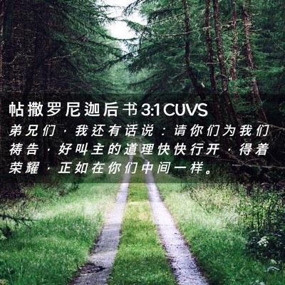 Picture 02 - 帖 撒 罗 尼 迦 后 书 3:1 CUVS - 弟 兄 们 ， 我 还 有 话 说 ： 请 你 - Bible Verse Picture