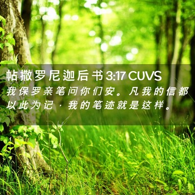 Picture 02 - 帖 撒 罗 尼 迦 后 书 3:17 CUVS - 我 保 罗 亲 笔 问 你 们 安 。 凡 我 - Bible Verse Picture