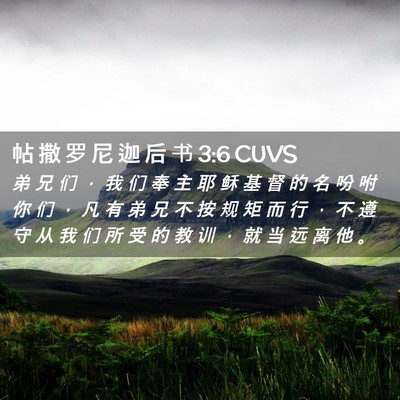 Picture 02 - 帖 撒 罗 尼 迦 后 书 3:6 CUVS - 弟 兄 们 ， 我 们 奉 主 耶 稣 基 督 - Bible Verse Picture