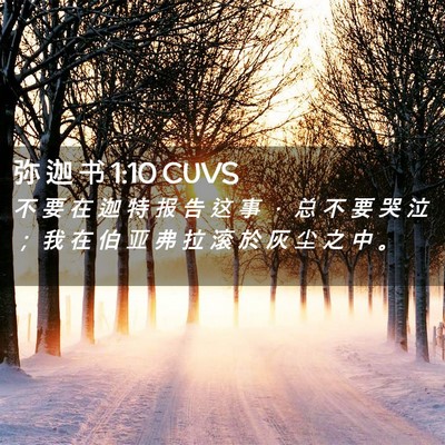 Picture 02 - 弥 迦 书 1:10 CUVS - 不 要 在 迦 特 报 告 这 事 ， 总 不 - Bible Verse Picture