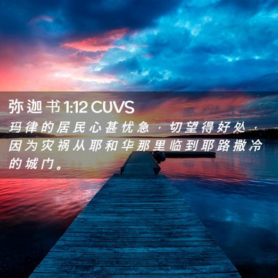 Picture 02 - 弥 迦 书 1:12 CUVS - 玛 律 的 居 民 心 甚 忧 急 ， 切 望 - Bible Verse Picture