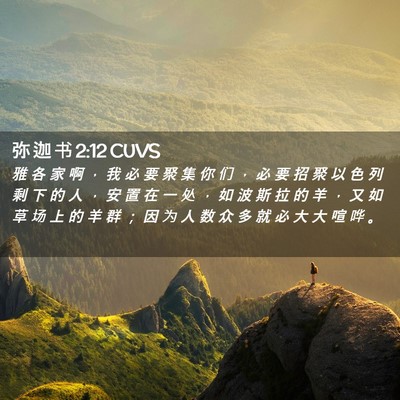 Picture 02 - 弥 迦 书 2:12 CUVS - 雅 各 家 啊 ， 我 必 要 聚 集 你 们 - Bible Verse Picture