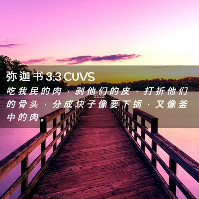 Picture 02 - 弥 迦 书 3:3 CUVS - 吃 我 民 的 肉 ， 剥 他 们 的 皮 ， - Bible Verse Picture