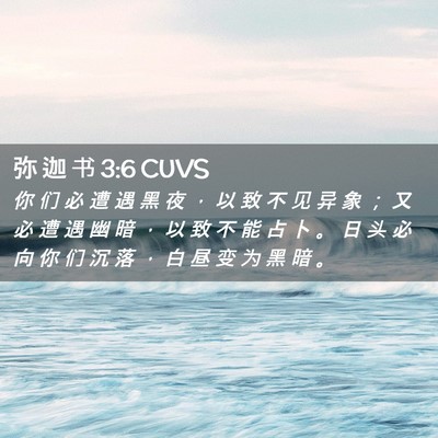 Picture 02 - 弥 迦 书 3:6 CUVS - 你 们 必 遭 遇 黑 夜 ， 以 致 不 见 - Bible Verse Picture