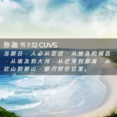 Picture 02 - 弥 迦 书 7:12 CUVS - 当 那 日 ， 人 必 从 亚 述 ， 从 埃 - Bible Verse Picture