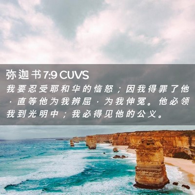 Picture 02 - 弥 迦 书 7:9 CUVS - 我 要 忍 受 耶 和 华 的 恼 怒 ； 因 - Bible Verse Picture