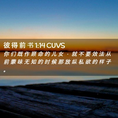 Picture 02 - 彼 得 前 书 1:14 CUVS - 你 们 既 作 顺 命 的 儿 女 ， 就 不 - Bible Verse Picture