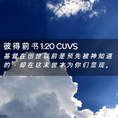 Picture 02 - 彼 得 前 书 1:20 CUVS - 基 督 在 创 世 以 前 是 预 先 被 神 - Bible Verse Picture
