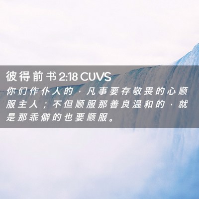 Picture 02 - 彼 得 前 书 2:18 CUVS - 你 们 作 仆 人 的 ， 凡 事 要 存 敬 - Bible Verse Picture