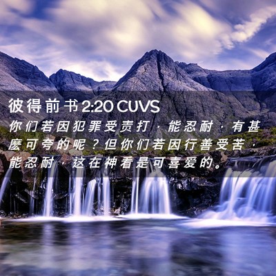 Picture 02 - 彼 得 前 书 2:20 CUVS - 你 们 若 因 犯 罪 受 责 打 ， 能 忍 - Bible Verse Picture