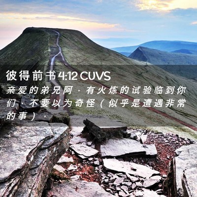 Picture 02 - 彼 得 前 书 4:12 CUVS - 亲 爱 的 弟 兄 阿 ， 有 火 炼 的 试 - Bible Verse Picture