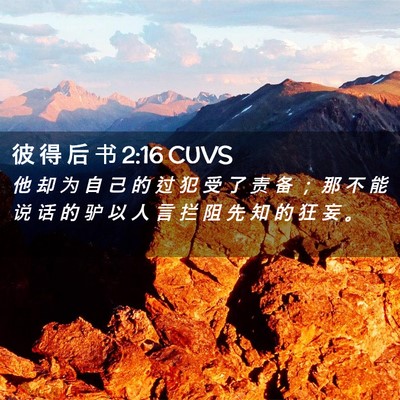 Picture 02 - 彼 得 后 书 2:16 CUVS - 他 却 为 自 己 的 过 犯 受 了 责 备 - Bible Verse Picture