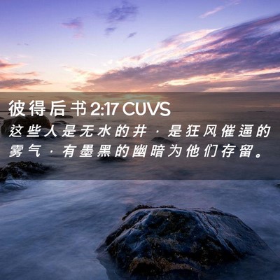 Picture 02 - 彼 得 后 书 2:17 CUVS - 这 些 人 是 无 水 的 井 ， 是 狂 风 - Bible Verse Picture