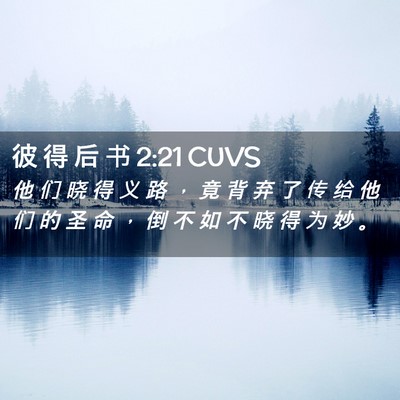 Picture 02 - 彼 得 后 书 2:21 CUVS - 他 们 晓 得 义 路 ， 竟 背 弃 了 传 - Bible Verse Picture