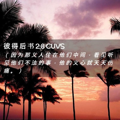 Picture 02 - 彼 得 后 书 2:8 CUVS - （ 因 为 那 义 人 住 在 他 们 中 间 - Bible Verse Picture