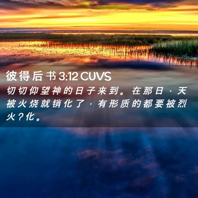 Picture 02 - 彼 得 后 书 3:12 CUVS - 切 切 仰 望 神 的 日 子 来 到 。 在 - Bible Verse Picture